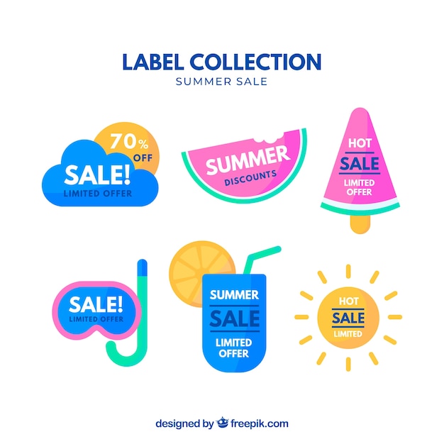 Set of sale summer labels with holiday elements