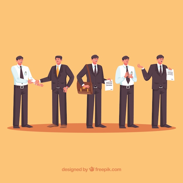 Free Vector set of salesman characters with flat design