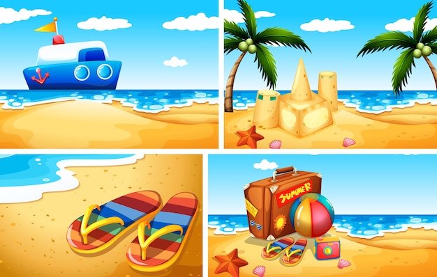 Set of sandy beach background