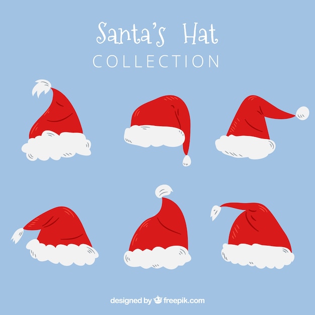 Free Vector set of santa claus hats