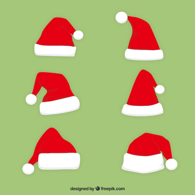 Free Vector set of santa claus hats