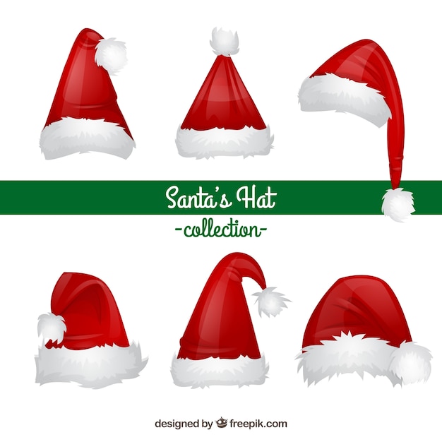 Free vector set of santa claus hats