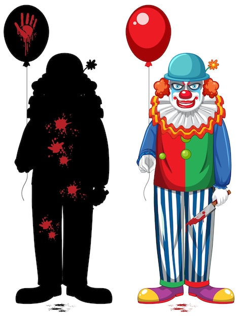 Free Vector set of scary clown on white background