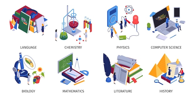 Free Vector set of school subjects