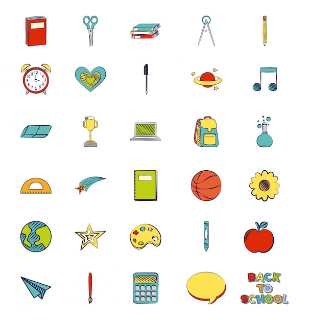 Set of school supplies, Back to school illustration