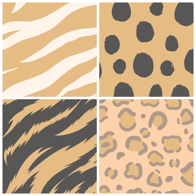 Free vector set of seamless animal print pattern vectors