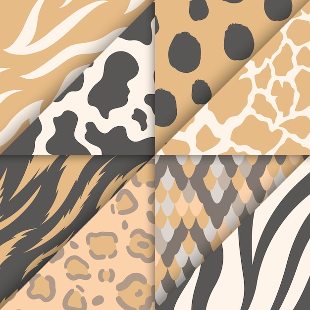 Free vector set of seamless animal print pattern vectors