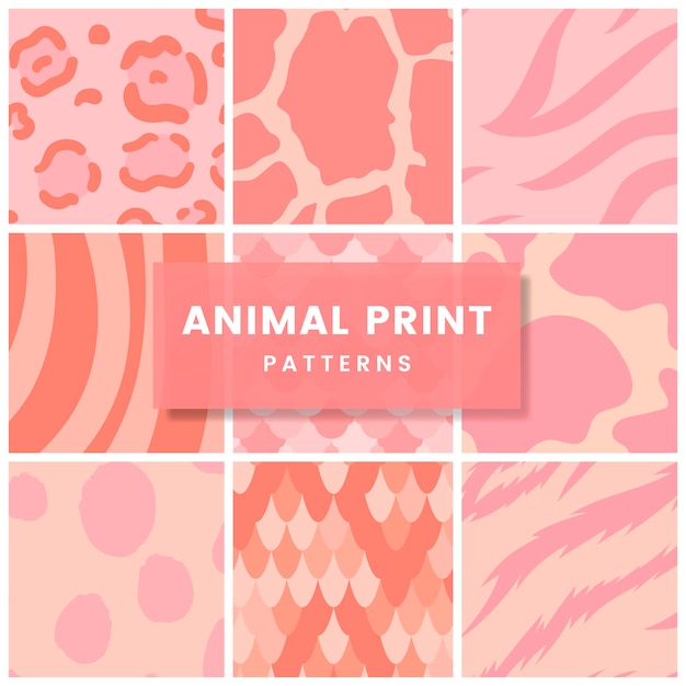 Free vector set of seamless animal print pattern vectors