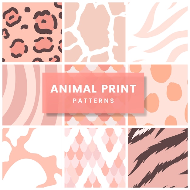 Free vector set of seamless animal print pattern vectors