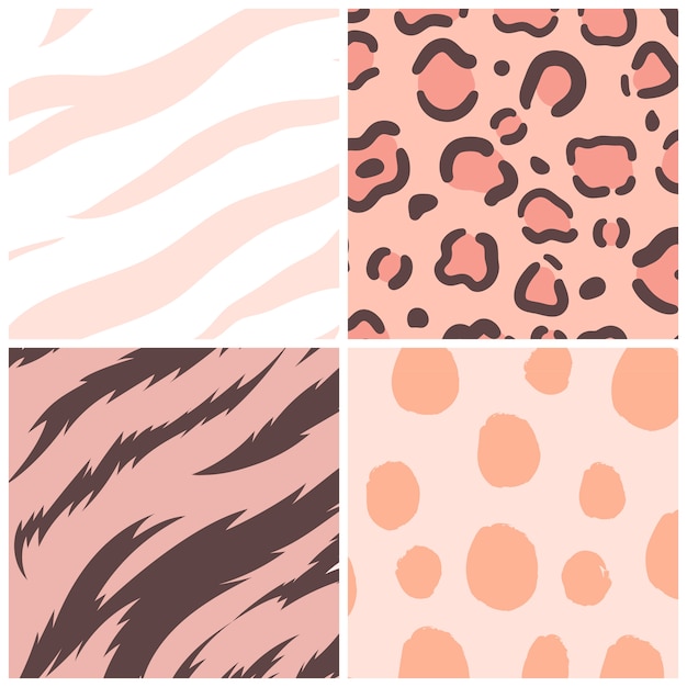 Free vector set of seamless animal print pattern vectors