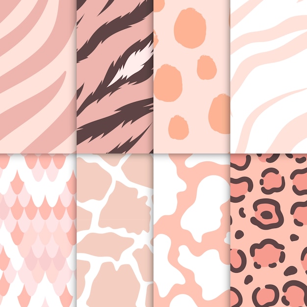 Free vector set of seamless animal print pattern vectors