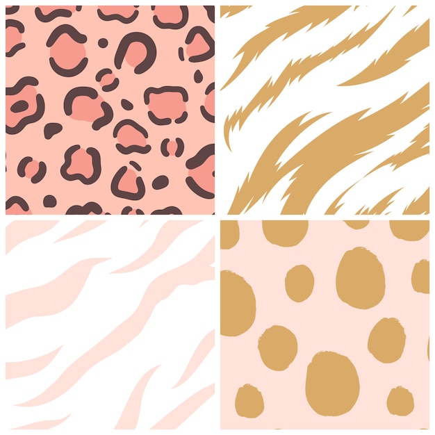 Set of seamless animal print pattern vectors