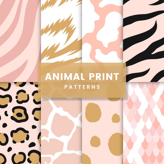 Free vector set of seamless animal print pattern vectors