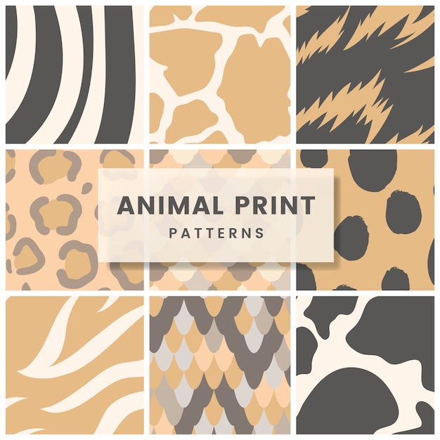 Free vector set of seamless animal print pattern vectors