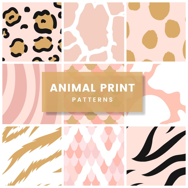 Set of seamless animal print pattern vectors