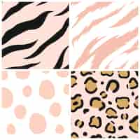 Free vector set of seamless animal print pattern vectors