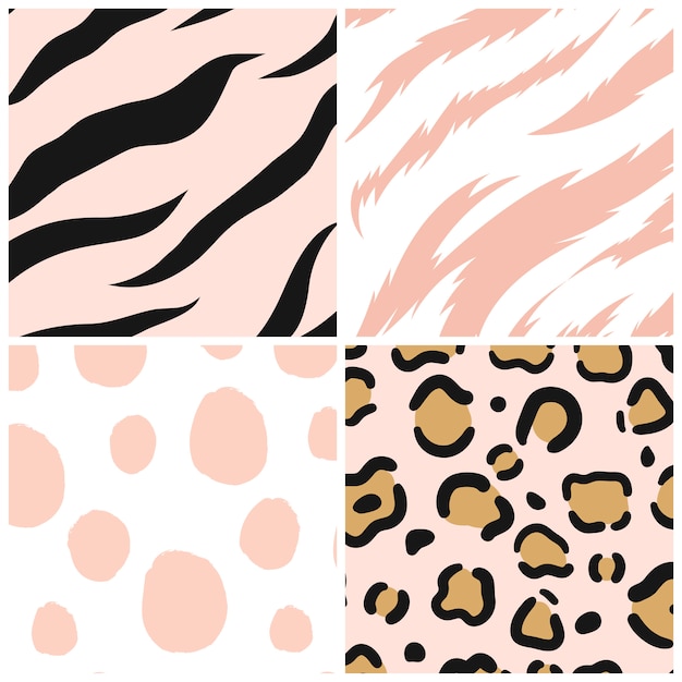 Set of seamless animal print pattern vectors