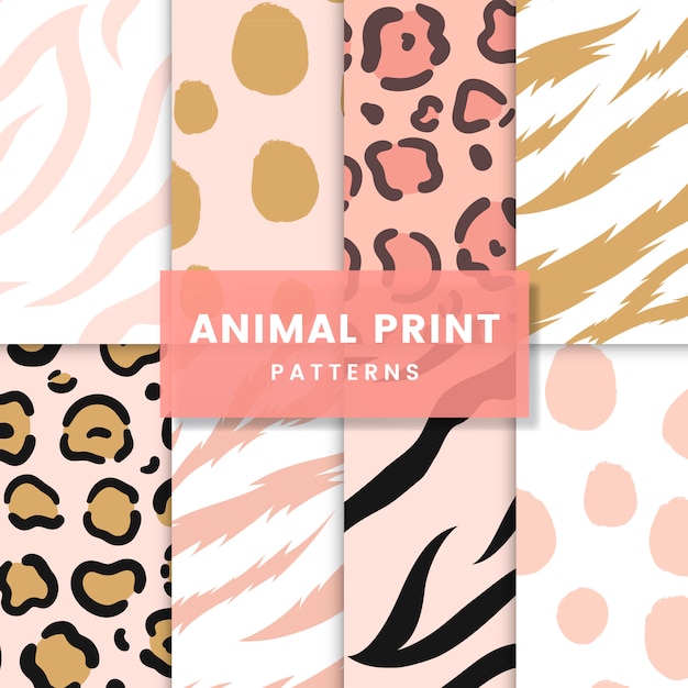 Free vector set of seamless animal print pattern vectors