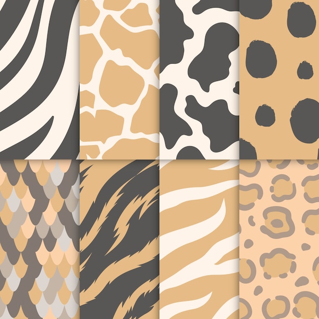 Free vector set of seamless animal print pattern