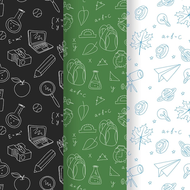 Set of seamless pattern back to school