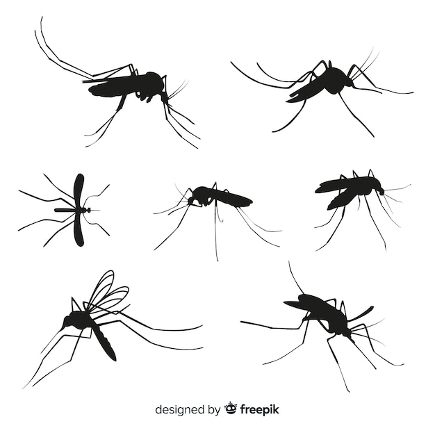 Set of seven mosquito silhouettes