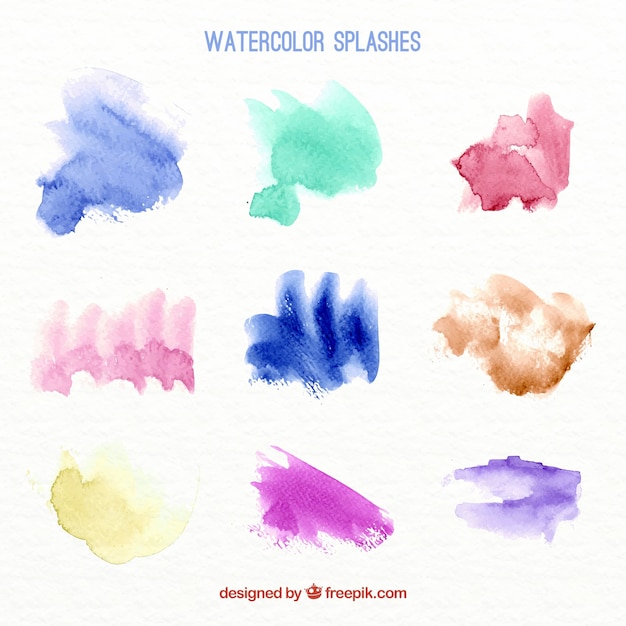 Set of several watercolor blots