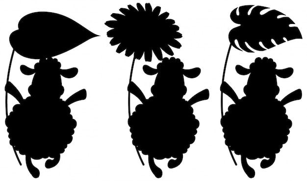 Free Vector set of sheep silhouette