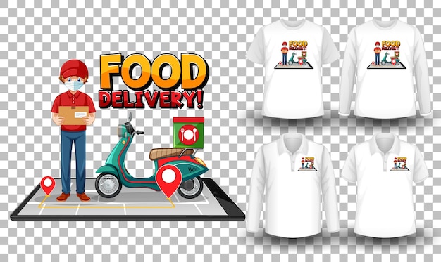 Free Vector set of shirts with delivery theme