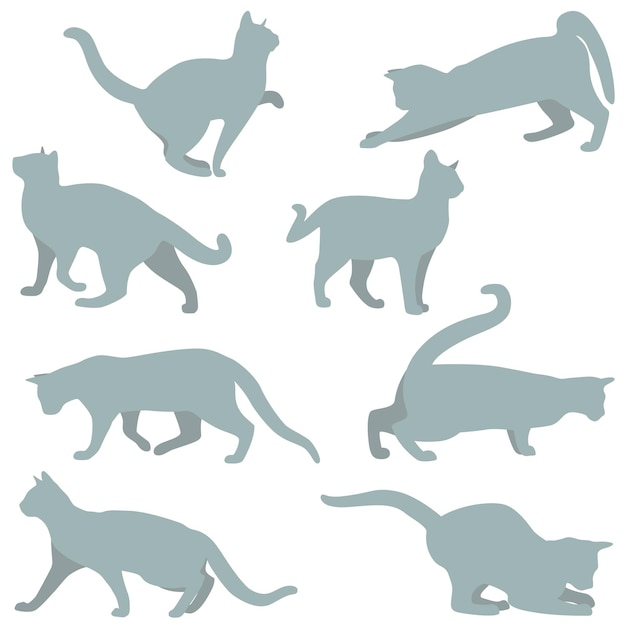 Free Vector set silhouette cat vector illustration