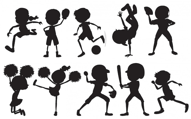 Set of silhouette sport athlete character