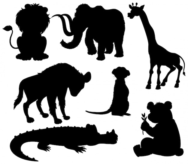 Free vector set of silhouette wild animal