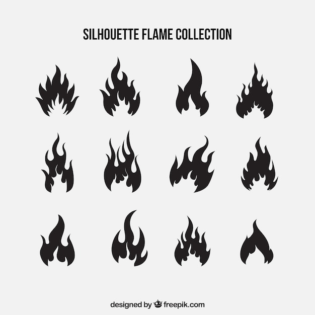 Free vector set of silhouettes of flames