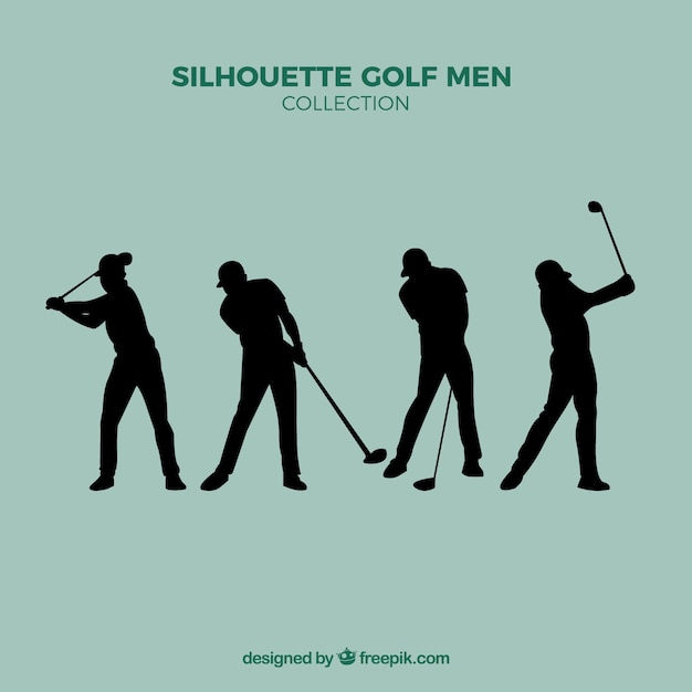 Set of silhouettes golf men