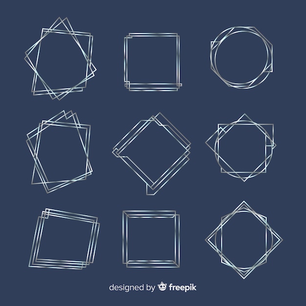 Free Vector set of silver frames