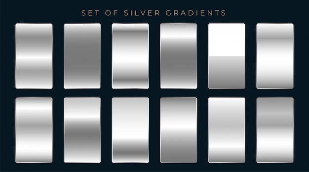 Free vector set of silver or platinum gradients