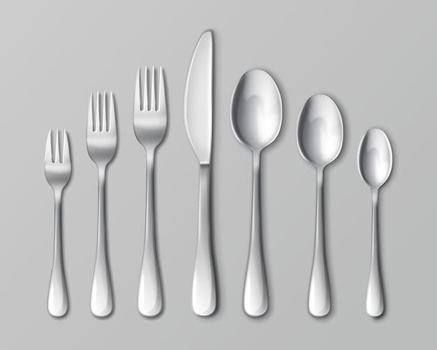 Set of silverware isolated