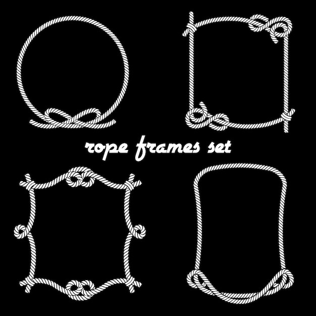 Set of Simple White Rope in Different Unique Styles on Black