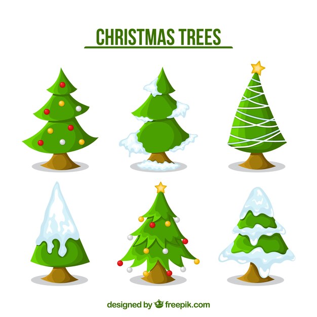 Set of six christmas trees