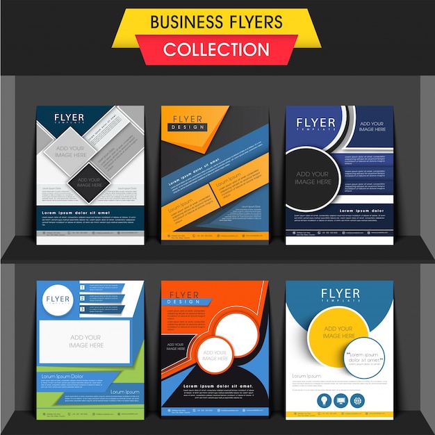  Set of six different business flyers or templates design with space to add your images