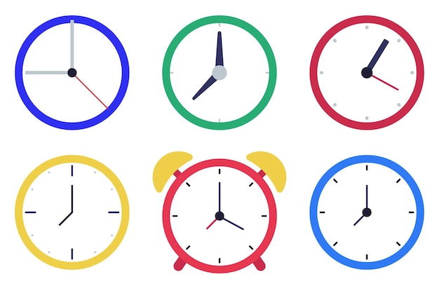 Free vector set of six different clocks