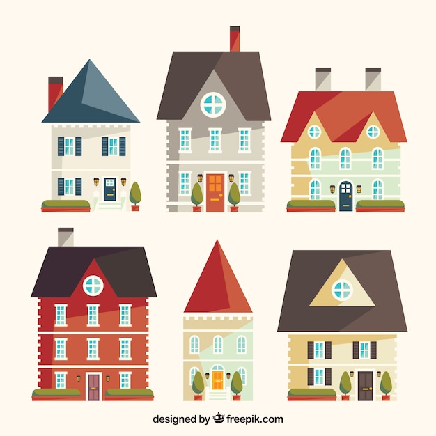 Free vector set of six different houses