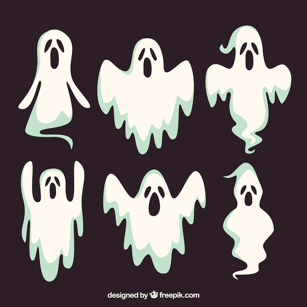 Set of six halloween ghosts