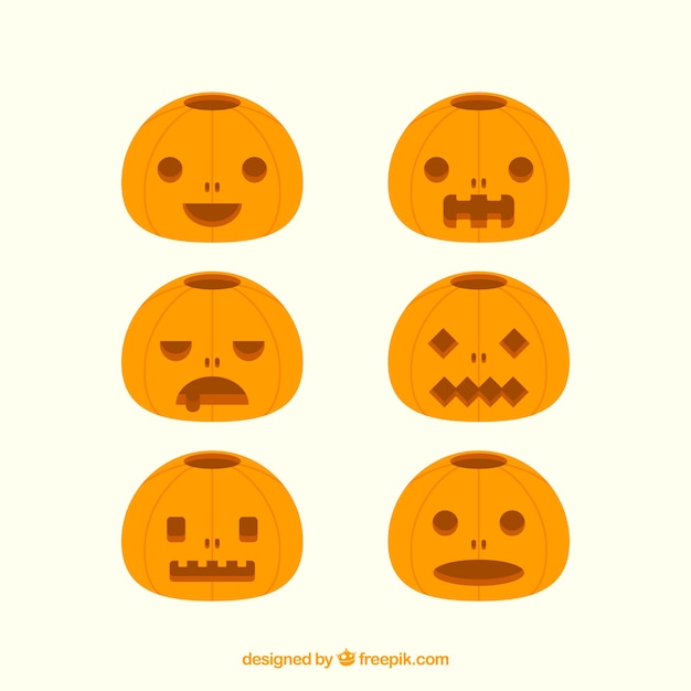 Free vector set of six halloween pumpkins