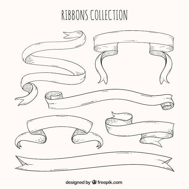 Free vector set of six hand-drawn ribbons