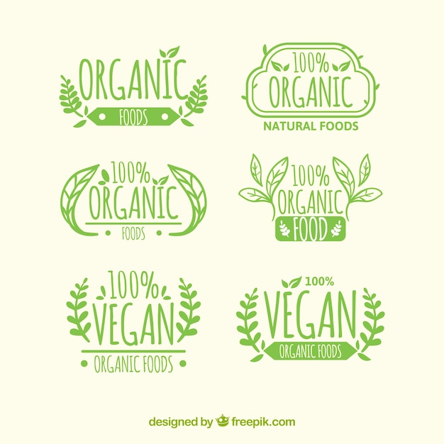 Set of six organic food labels