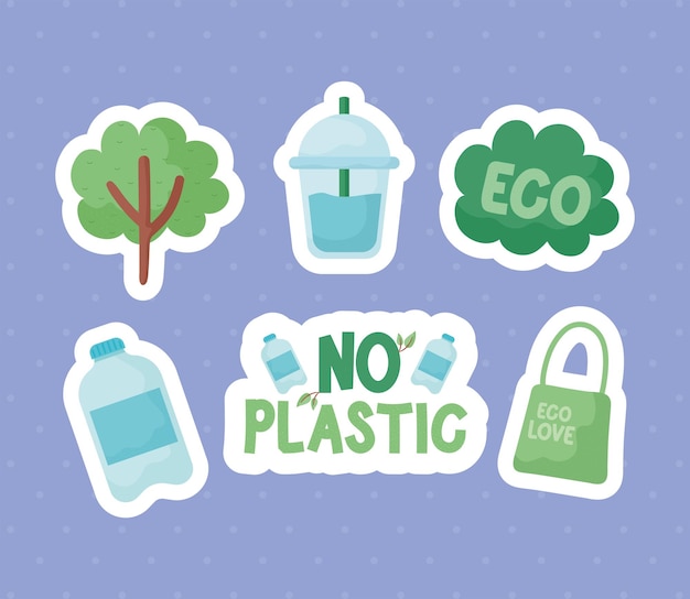 Free vector set of six recycle items