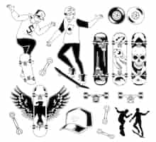 Free vector set of skateboarding elements