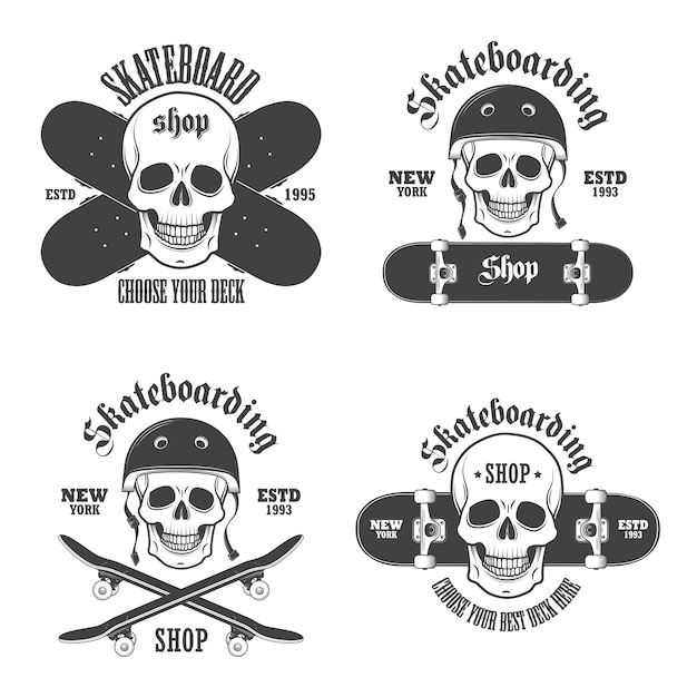 Set of skateboarding emblems, labels and designed elements. Set 2