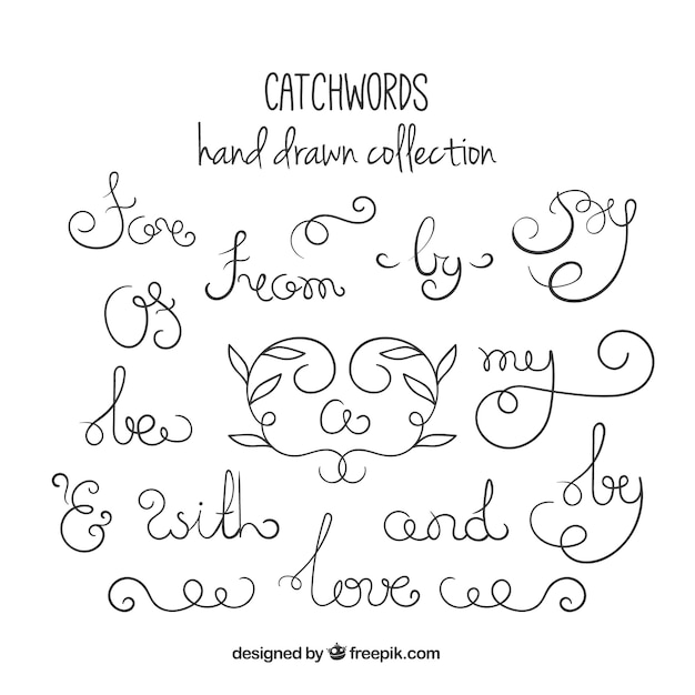 Free Vector set of sketches ornamental catchwords