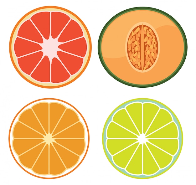 A Set of Sliced Fruits